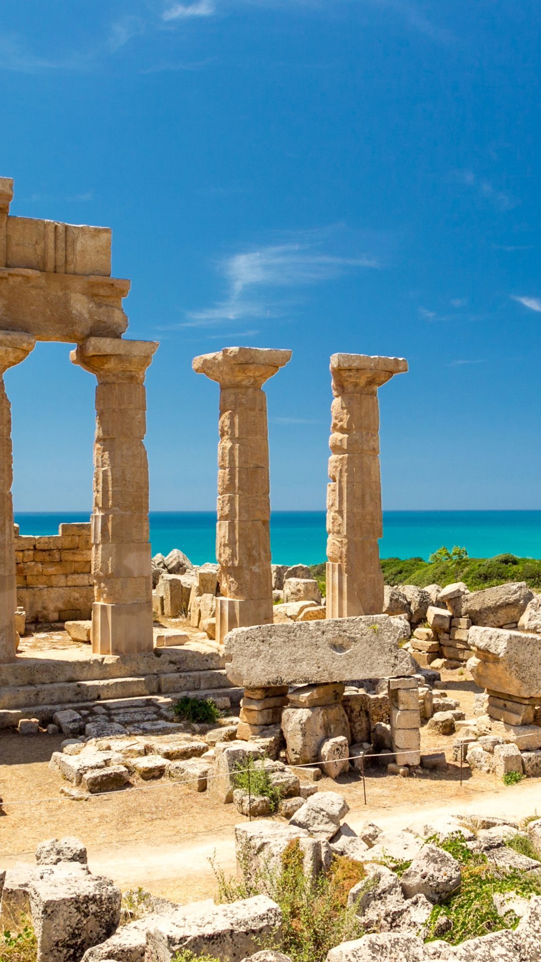 Ancient columns at Selinunte overlooking the sea