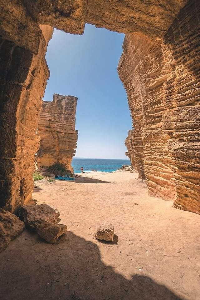 A former tuff quarry opening onto the sea in Favignana